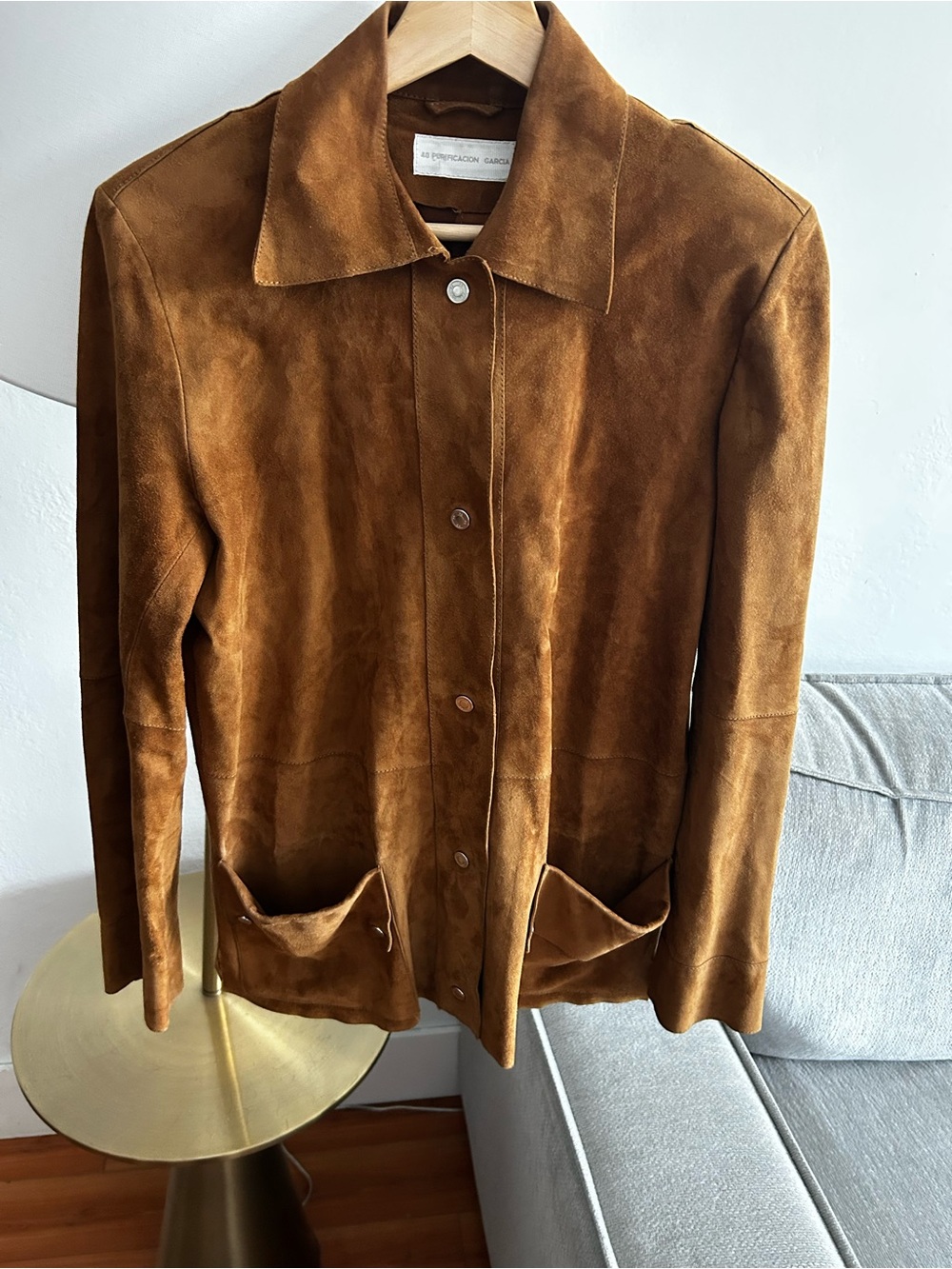 Purification Garcia Suede Genuine Leather Jacket M  Brown Button Boho Western